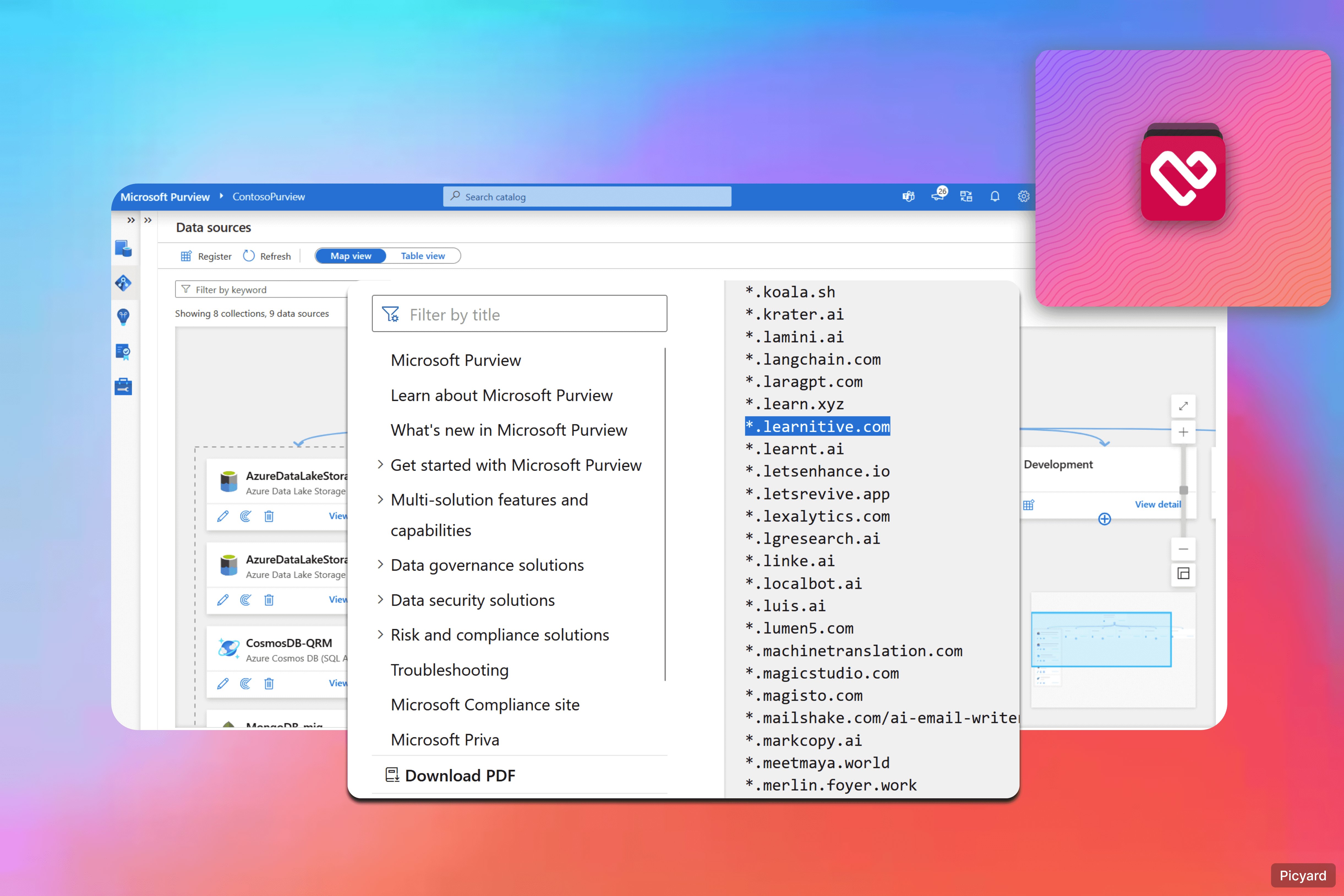 Micoroft Purview AI Hub lists Learnitive